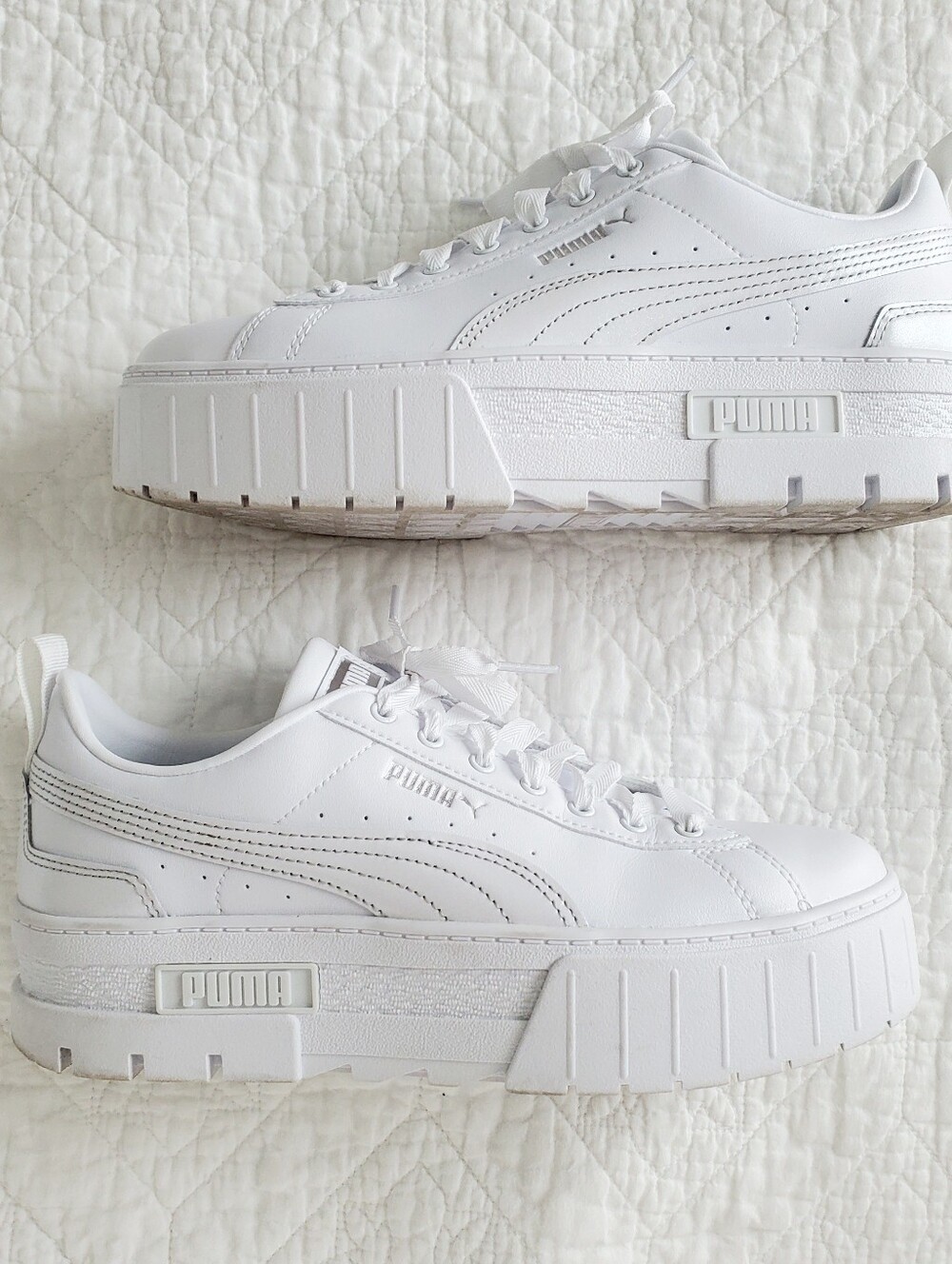 Puma Mayze Glow Sneakers in White and Metallic - Picture 11 of 13